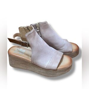 Miz Mooz Giselle Pearl Leather Ankle Strap Sandal Wedge Heels EUR 39 US 8.5 - 9